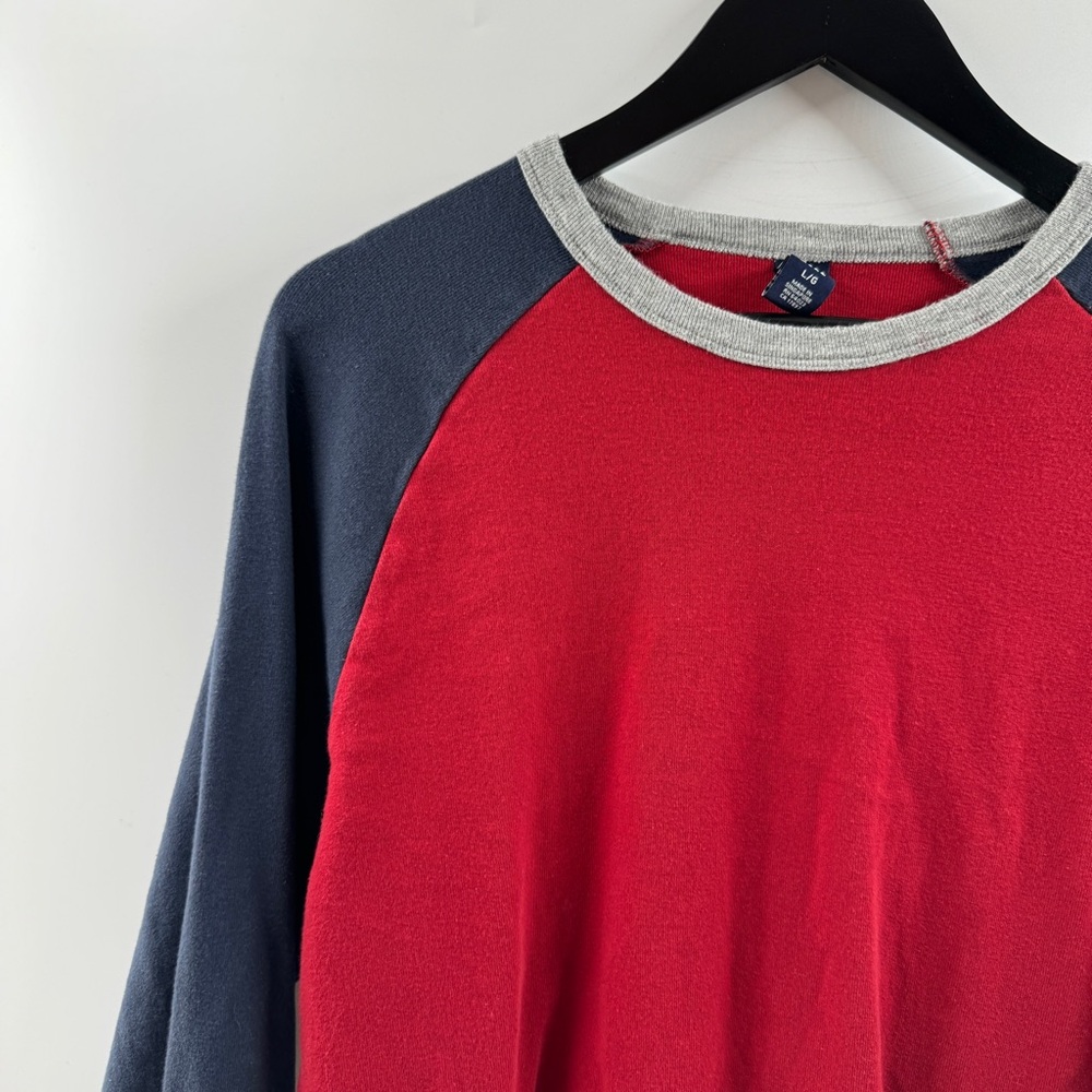 Gap Red & Navy Raglan Long Sleeve Shirt Men’s Size Large - Picture 2 of 5